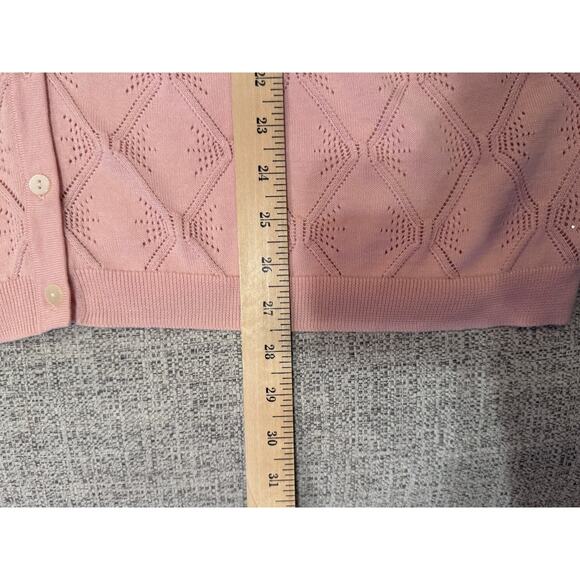 Talbots Pink Pointelle Button UP Cardigan Sweater Women's Plus Size 3X - Picture 7 of 8